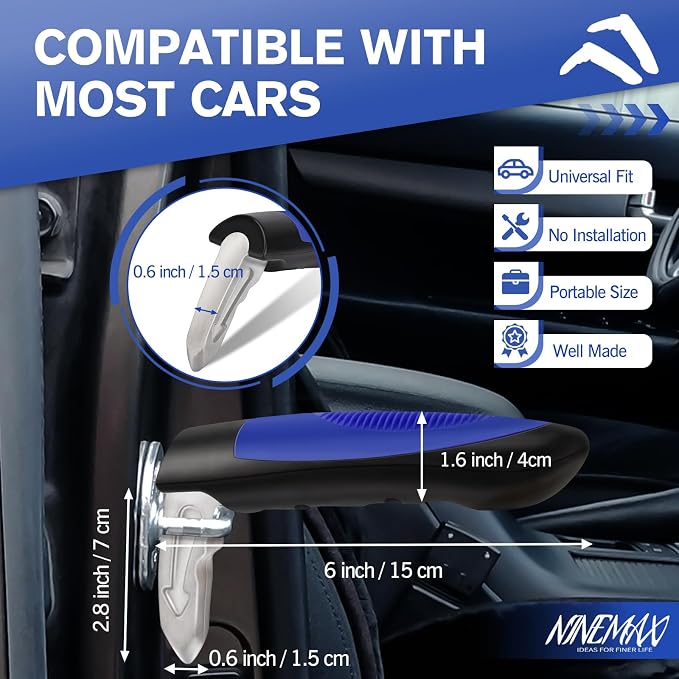 Car Door Assist Handle for Elderly & Handicap, Portable Car Cane (2pc) | Stable Support for Easy Vehicle Entry, Universal Fit for Most Cars, Lightweight & Portable, Non-Slip Grip, Tool-Free Setup