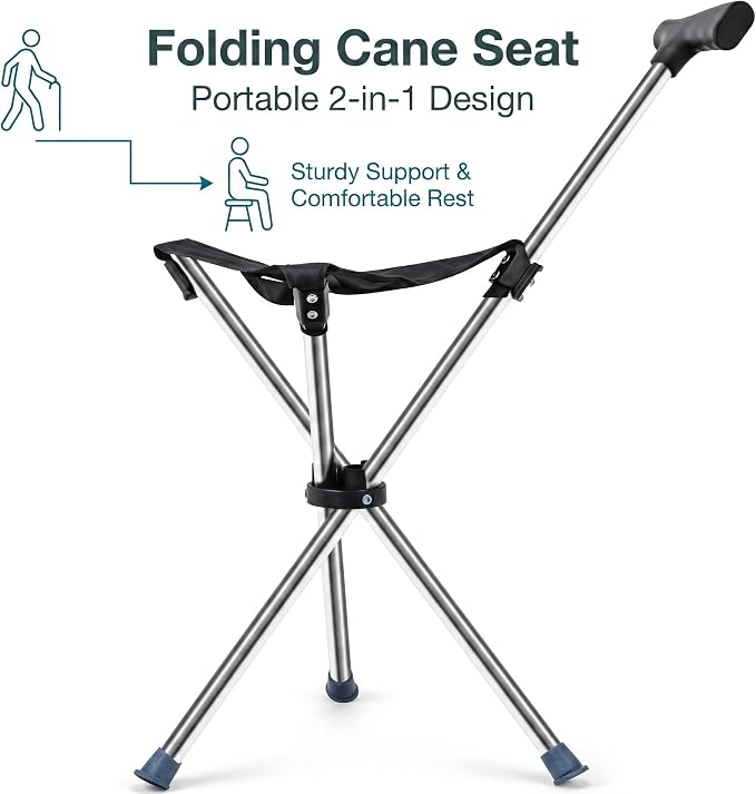 Lightweight Travel Stools for Adults. Cane with seat,Walking Stick,Foldable Chair,Hiking Stick,Camping,Hiking,Walking Cane Chair,Walking Stick with seat,Seatable Crutch Stool,Stick Chair