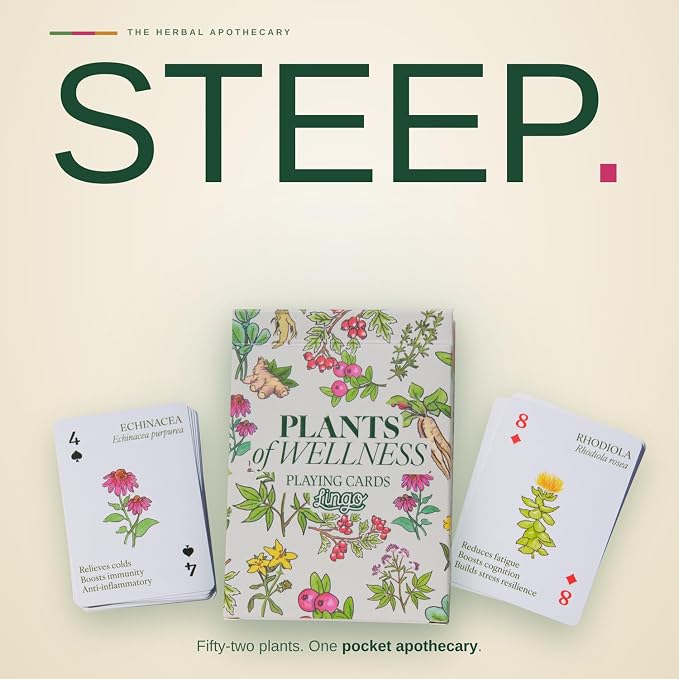 Lingo Plants of Wellness Playing Cards | Medicinal Plants, Herbs & Botanical Healing Card Deck for Adults | Unique Gift for Plant Lovers, Herbalists & Nature Enthusiasts | Educational Wellness Cards