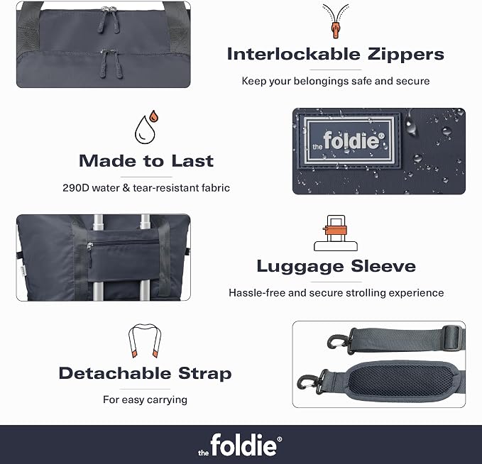 The Foldie Foldable Travel Bag for Women - 40L Weekender Bag with Multiple Pockets - Carry On Expendable Travel Bag