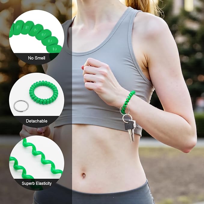 Spiral Coil Keychain, Anti-lost Key Chain Holder Lanyard Cord for Sauna Outdoor Sports and Gym Pool