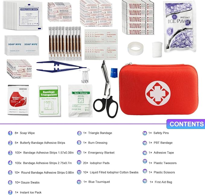 Car First Aid Kits 277Pcs Survival Gear Home Travel Size Small Emergency Kit Tactical Hiking EVA Camping Essentials Backpack Sports Office Boat Urgent Accident