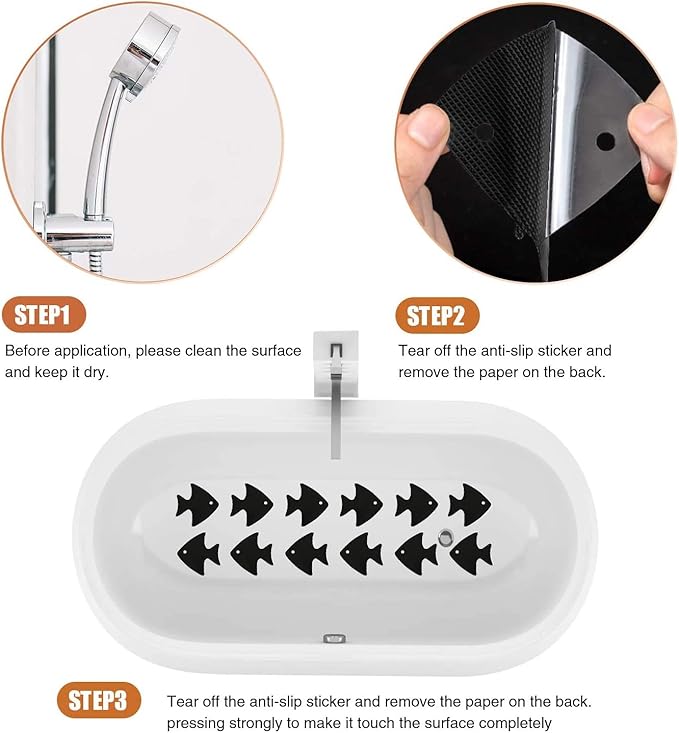 Bathtub Stickers Non-Slip, 24 PCS Safety Shower Treads Adhesive Appliques with Premium Scraper (Black)