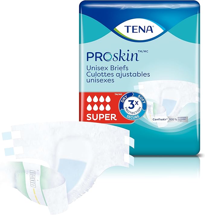 Tena ProSkin Unisex Adult Diapers with Tabs, Maximum Absorbency, X-Large, 12 ct