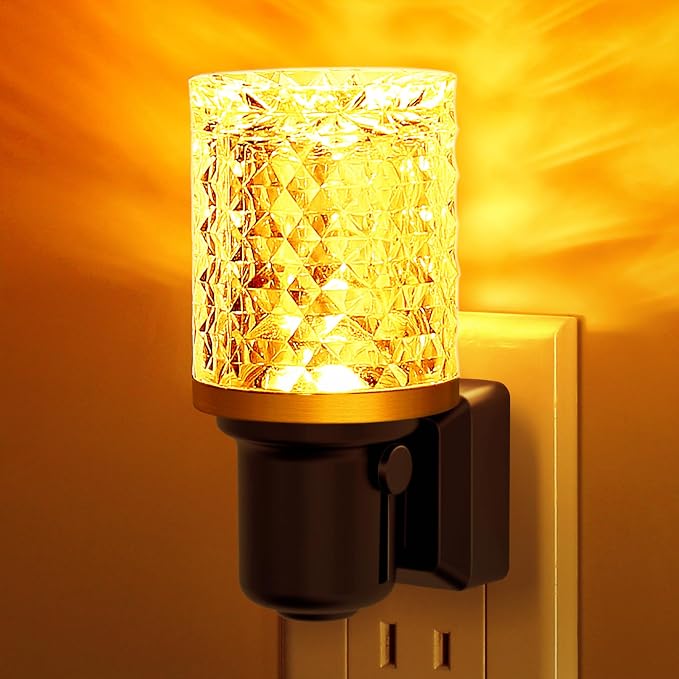 L LOHAS LED Night Light, Dimmable Night Lights Plug into Wall | Automatic Night Lights Plug in, Auto Light Sensor, Adjustable Brightness Amber LED Night Light, Bedroom Hallway Home Decor