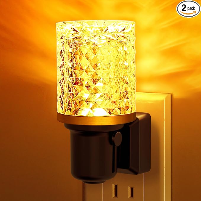 L LOHAS LED Night Light, 2 Pack Dimmable Night Lights Plug into Wall | Automatic Night Lights Plug in, Auto Light Sensor, Adjustable Brightness Amber LED Night Light, Bedroom Hallway Home Decor