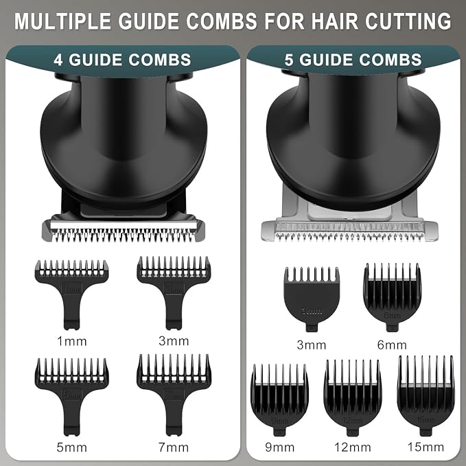 Hatteker 8-in-1 Mens Grooming Kit - Zero-Gap T-Blade Trimmer, IPX7 Waterproof Cordless Set with Hair Clipper/Beard Trimmer/Nose Trimmer, USB Rechargeable (1.5H Charge 180M Use) for Home & Travel