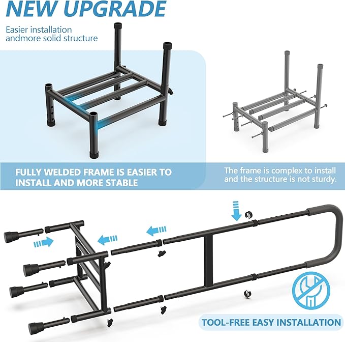 Step Stool with Handle for Elderly Adults, Adjustable Handrail & Leg, Sensor Light, Medical Stepping Stools for High Bed Mobility & Daily Living Aids, Bedside Car Stair Lift for Senior 350lbs