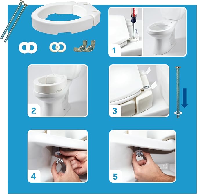 Carex Health Brands Hinged Elongated Toilet Seat Riser, Adds 3.5 Inches of Height to Toilet, 300 Pound Weight Capacity, Raised Toilet Seat, White (FGB32100 0000)