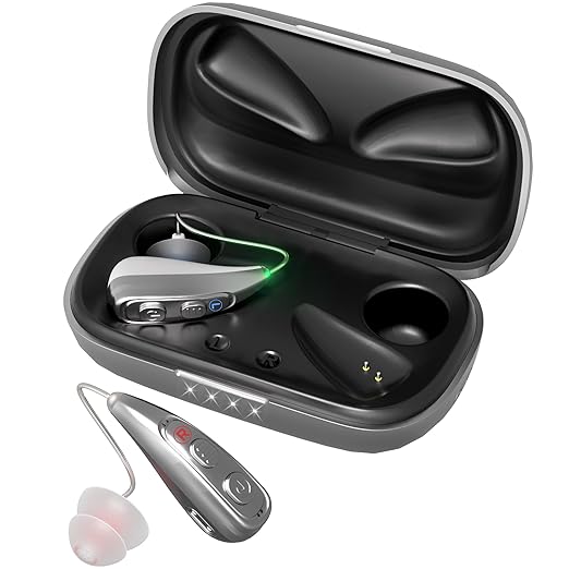 Samildanach OTC Hearing Aids for Seniors, Rechargeable Hearing Amplifiers, 3 Environment Mode and 4 Volume, Button Controls and Noise Reduction, Standby 90h and Auto-On/Off, Comfortable In-Ear Design