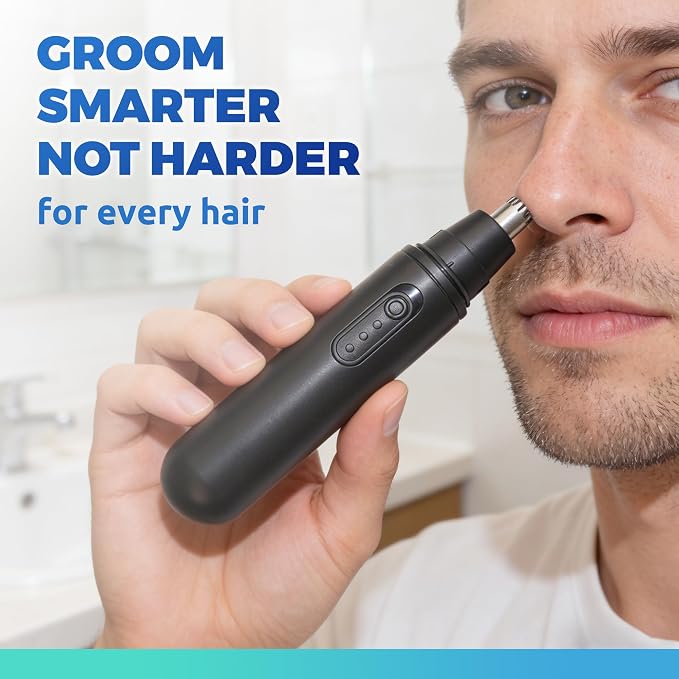 Lysandra Nose Hair Trimmer for Men: Painless Ear Hair Trimmer with 5 Month Battery Life – Electric Nose Hair Remover Featuring an Easy to Clean Detachable Head, Black