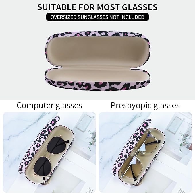 PERFECTSIGHT Hard Shell Eyeglasses Case, PU Leather Protective Glasses Case, Cute Eyeglass Case for Women Men Girls