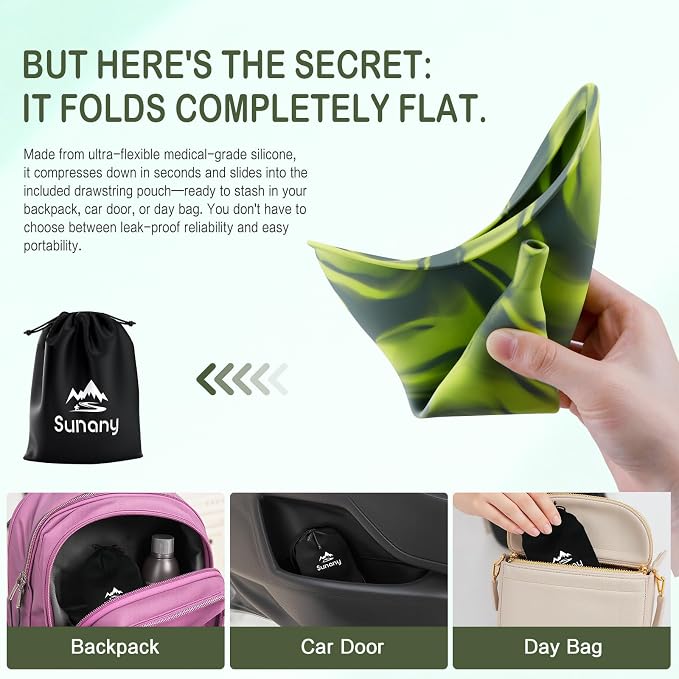 Female Urination Device, Reusable Female Urinal Silicone Women Pee Funnel | Women to Pee Standing Up, The Perfect Companion for Camping,Travel travel outdoor, folds compact, easy rinse