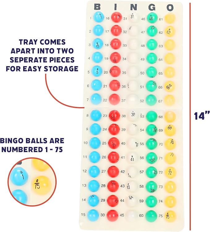 Popular Playthings Deluxe Bingo Game Set, Metal Cage with Reusable Cards and Marker Chips, Board Game Set for Adults and Kids - 18 Cards & 150 Chips