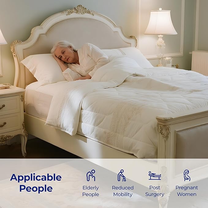 C5 Pro Bed Rails for Elderly Adults Safety - Foldable Bed Assist Rail with Adjustable Height, Bed Cane with Non-Slip Wider Handrail, Motion Sensor Light Fits King Queen Twin Beds