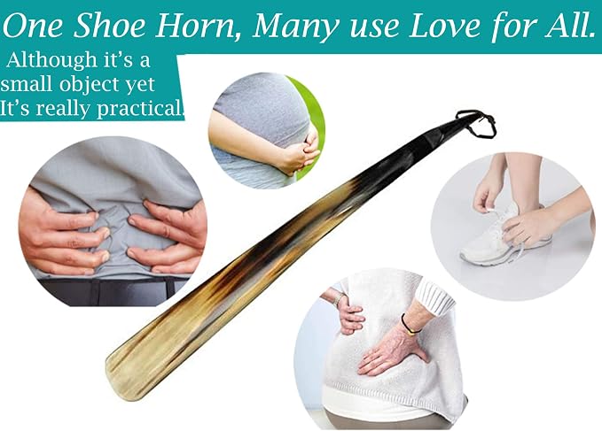 Shoe Horn Made with Real Horn Handmade. Easy Grip Long handle Shoehorn for Men,Women Seniors, Pregnancy, Elderly, back pain, tall people and kids Shoes & Boots.Best Gift Idea Home or Travel Use.(20'')