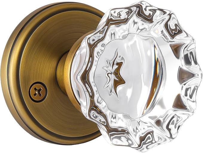 Antique Brass Glass Door Knobs Crystal Door Knob Passage Door Knobs