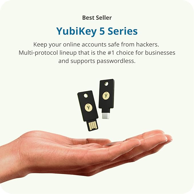 Yubico - YubiKey 5 NFC - Multi-Factor authentication (MFA) Security Key and passkey, Connect via USB-A or NFC, FIDO Certified - Protect Your Online Accounts