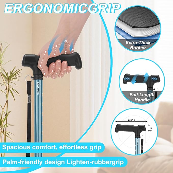 Tall Men's Walking Cane 42.52 Inches. Extra Tall Walking Cane Easy to Travel is Suit for Tall Men Over 5 Feet 9 Inches (Blue)