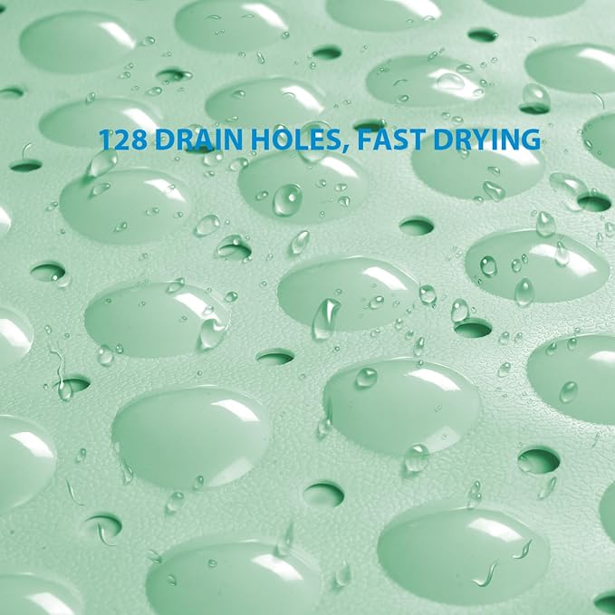 AmazerBath Bath Tub Mat, Medium Size 27.6 x 15 Inches Non-Slip Shower Mats with Suction Cups and Drain Holes, Bathroom Bathtub Mats Machine Washable (Mint Green)