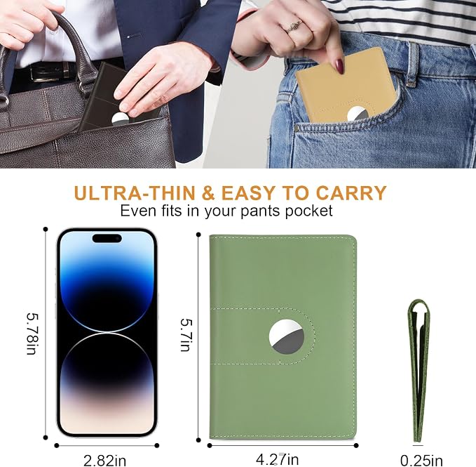 Full Grain Leather Passport Holder Cover for Men and Women Travel, Passport Wallet with AirTag Slot, Travel Must Haves Essentials Genuine Leather Passport Covers Gifts
