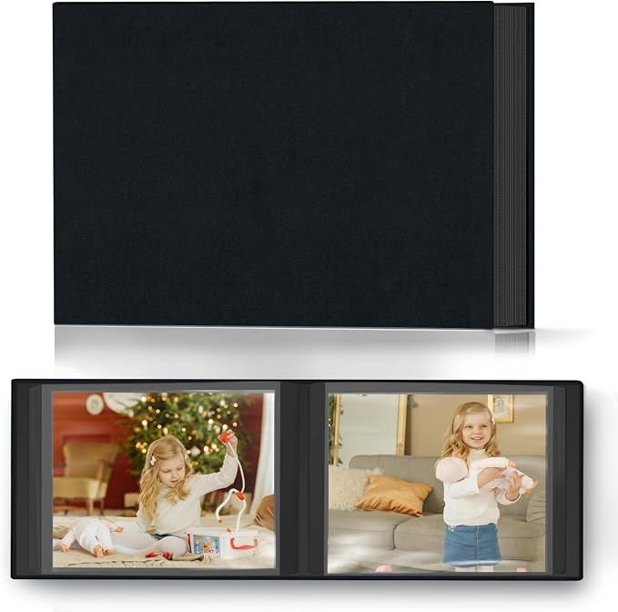 Popotop Photo Album 4x6 48 Pockets for Wedding Gifts,Linen Hardcover Picture Albums for Family Anniversary Baby Vacation Pictures