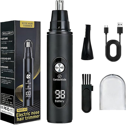 2026 Nose Hair Trimmer for Men and Women Led Display Ipx7, USB Rechargeable Ear Hair Trimmer with Dual-Edge Blades, Two-Speed Adjustment,Double Head Painless Ear & Facial Hair Trimmer(Black