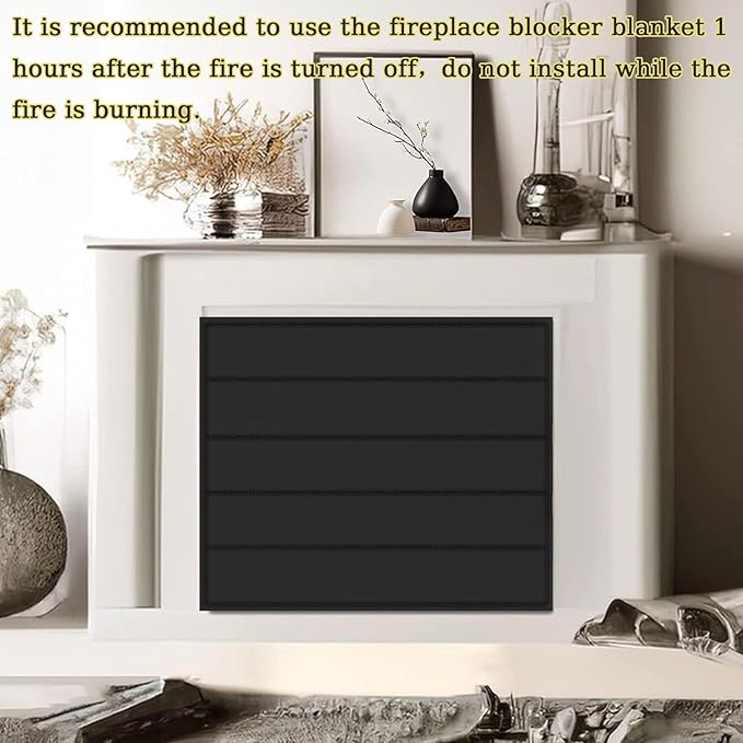 Magnetic Fireplace Blanket for Heat Loss Indoor Fireplace Covers Keep Drafts Out Stops Heat Loss Fireplace Draft Stopper with Built-in 12 Strong Magnet for Iron Fireplace Frame Fireplace Screen 45x34