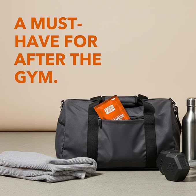 Super Fresh Shower Wipes Large Citrus & Cedar Body Wipes for No Rinse Bathing Personal Hygiene Gym Travel or Camping Enriched with Aloe and Vitamin E 20 Individually Wrapped Disposable Sheets