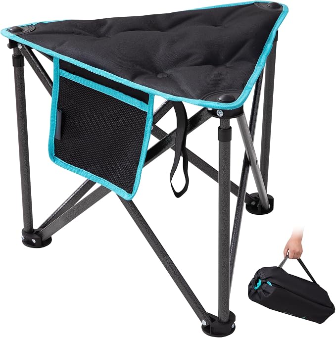 FUNDANGO Folding Tripod Stool, Lightweight Portable Fishing Chair with Thick Padded Seat, 440 Lbs Heavy Duty Outdoor Camping Chairs with Carry Bag for Walking Hunting Hiking Travel