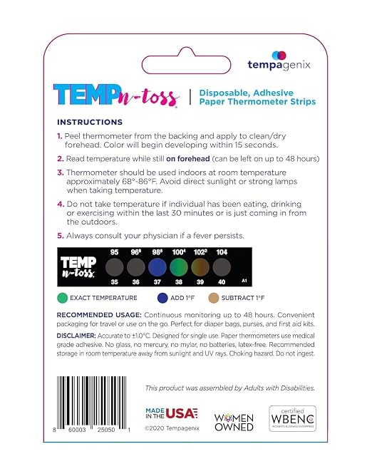 Fast Reading Disposable Forehead Thermometer Strips - Temp-N-Toss for Accurate & Hygienic Baby Temperature Measurement - Easy to Use and Reliable Single-Use Fever Indicator (18)