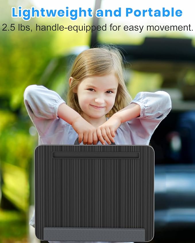 HETTHI Portable Lap Desk, Laptop Stand for Bed with Soft Wrist Rest, Tablet/Phone Slot, Fabric Handle, Laptop Bed Desk with Cushion (Black)