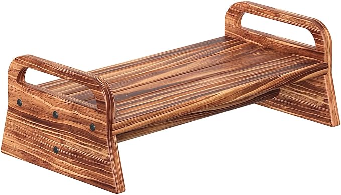 5.0in Height Wooden One Step Stool with Two Handles, Solid Pine Wood Step Stool for Kids Seniors Adults, Portable Use for High Bed, Kitchen & Bathroom.