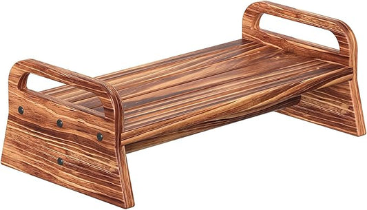 5.0in Height Wooden One Step Stool with Two Handles, Solid Pine Wood Step Stool for Kids Seniors Adults, Portable Use for High Bed, Kitchen & Bathroom.