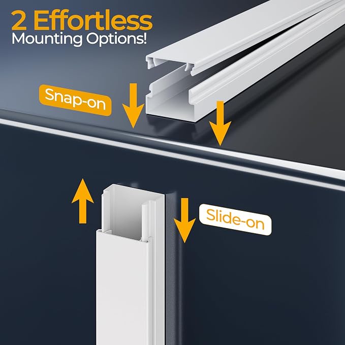 56.7in Cable Hider Cord Hider, Wire Covers for 3-4 Cords on Wall, Premium Cord Covers for Wires on Wall, Easy Set-up Wire Hider to Hide Tv Wires, Lamp, Speaker Cords, W1.18 H0.6in, White