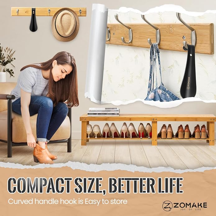 ZOMAKE Metal Shoe Horn, Small Travel Shoehorn for Men Women Kids, 5.9''/7.3''/7.5'' Portable Shoe Spoon Helper