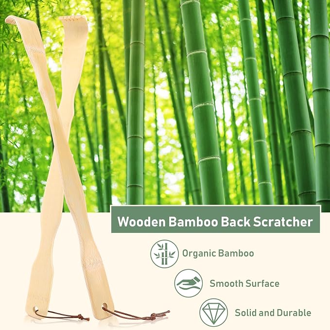 6 Pack Wooden Bamboo Back Scratcher for Men Women Adults | Christmas Small Gifts for Seniors Elderly Women Men, Gifts for Grandpa Grandma Dad Mom, 16.5 Inch Long Handle Back Scratchers