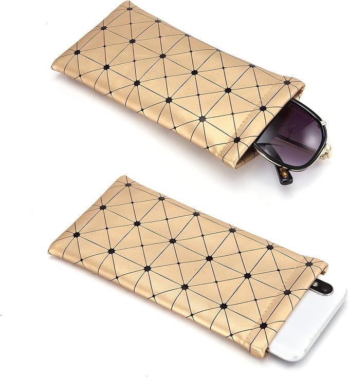TRIUMPH VISION Eyeglass Case Glasses Case Soft Sunglass Pouch Sleeve 3 Pack | Slim Lightweight Alternative to Bulky Case, Leather Lined Protect Lens, Squeeze Easy to Use, Stylish Portable for Daily Use