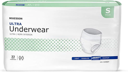 McKesson Ultra Adult Incontinence Underwear, [88 Count], Heavy Absorbency, Small, 22-36 in. Unisex Bladder Leak Protection, Pull-On Style with Tear-Away Sides, Postpartum and Incontinence Support