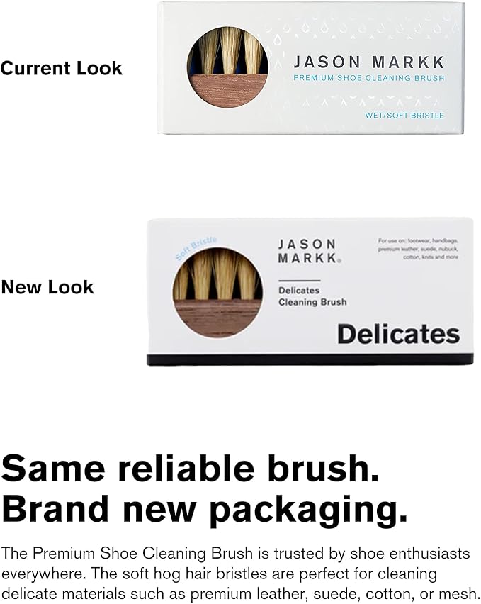 Jason Markk Delicates Shoe Cleaning Brush, Soft Bristles & Walnut Wood, Sneaker Care, Extra Gentle, Ideal for Footwear, Safe for Leather, Suede, Nubuck, Cotton, Knits