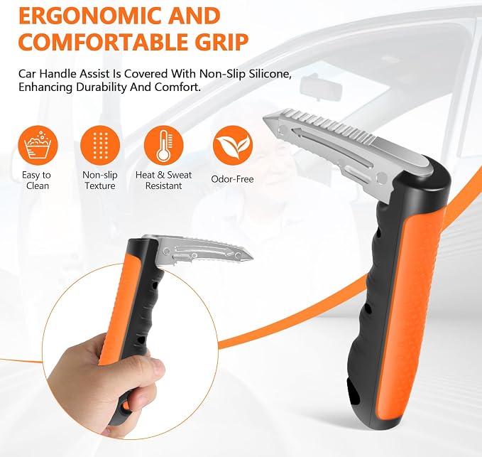 Kaiedos Car Door Handle for Elderly, 3-in-1 Car Handle Assist for Seniors, Portable Auto Cane Vehicle Support Handle, 500 lbs Capacity, Non-Slip Door Assist Bar,Gifts for Grandpa