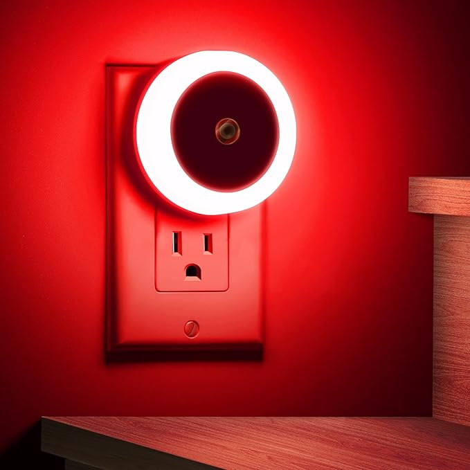 Briignite 2 Pack Red Night Light, LED Night Light for Kids, Plug in Night Lights with Light Sensor, Auto On Off, Nightlight for Adults, Red Lights, 0.6W 60LM