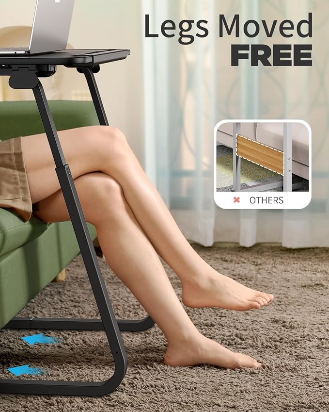 SAIJI Heavy Duty TV Trays Upgraded TV Tables for Eating on Couch | Angle & Height Adjustable Living Room Dinner Table, Laptop Desk for Sofa/Bedside/ Recliner, with Cup Holder and Tablet Slot
