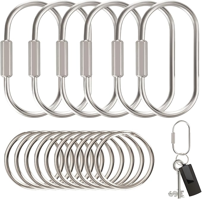 Muitcdo Brass Key Rings Bulk, Key Chain Organizer Holder for Men Women with Secure Screw Locking