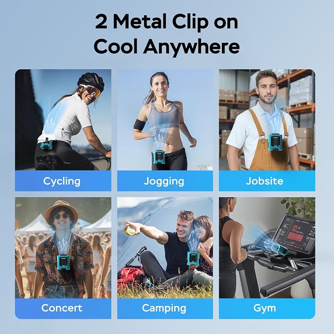 AMACOOL Mini Portable Waist Fan Clip on, 13000RPM Wearable Shirt Belt Fan | Gifts for Father Him Men Dad Husband, Rapid-Cooling Personal Neck Fans for Men Women Outdoor Work Jobsite Travel Camping