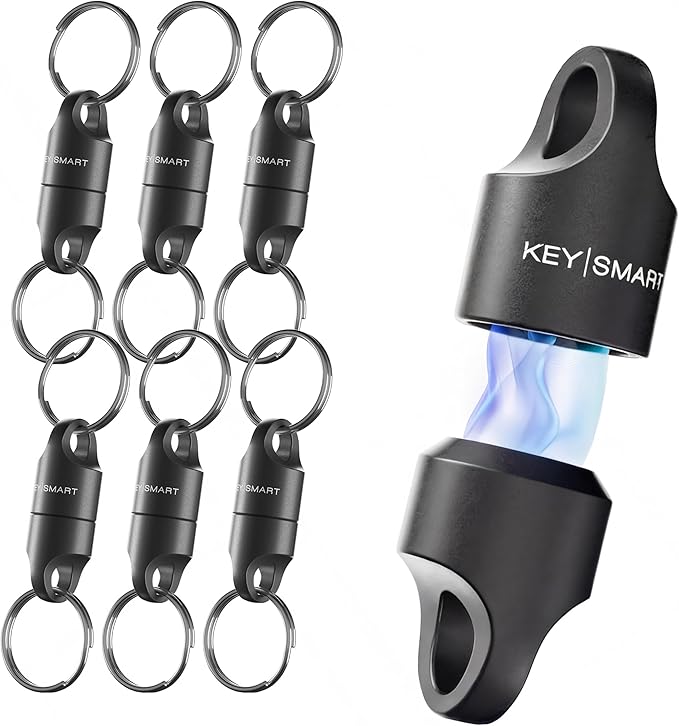 KeySmart MagConnect Magnetic Key Holder for Purse, Key Chains for Car Keys - Detachable Key Ring Quick Release Keychain