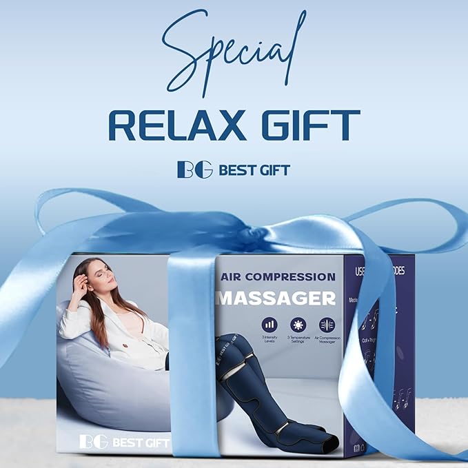 Gifts for Dad Mom Men Women Christmas Mothers Day, Fathers Day, Air Compression Massager with Heat for Foot, Leg, Calf, Thigh, Knee, Helpful for Vericose Veins, Muscle Fatigue, Cramps, Swelling, Edema