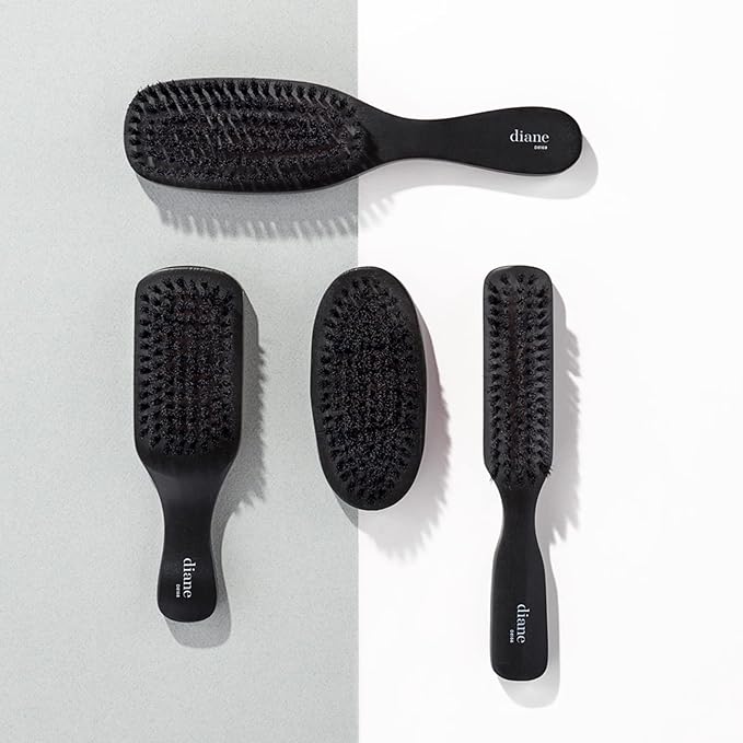 Diane 7-Row Boar Bristle Wave Brush – Soft 100% Boar Bristles for Fine to Medium Hair, 360 Waves, Smoothing & Polishing, Gentle on Scalp, Real Wood Handle, Beard & Mustache Styling
