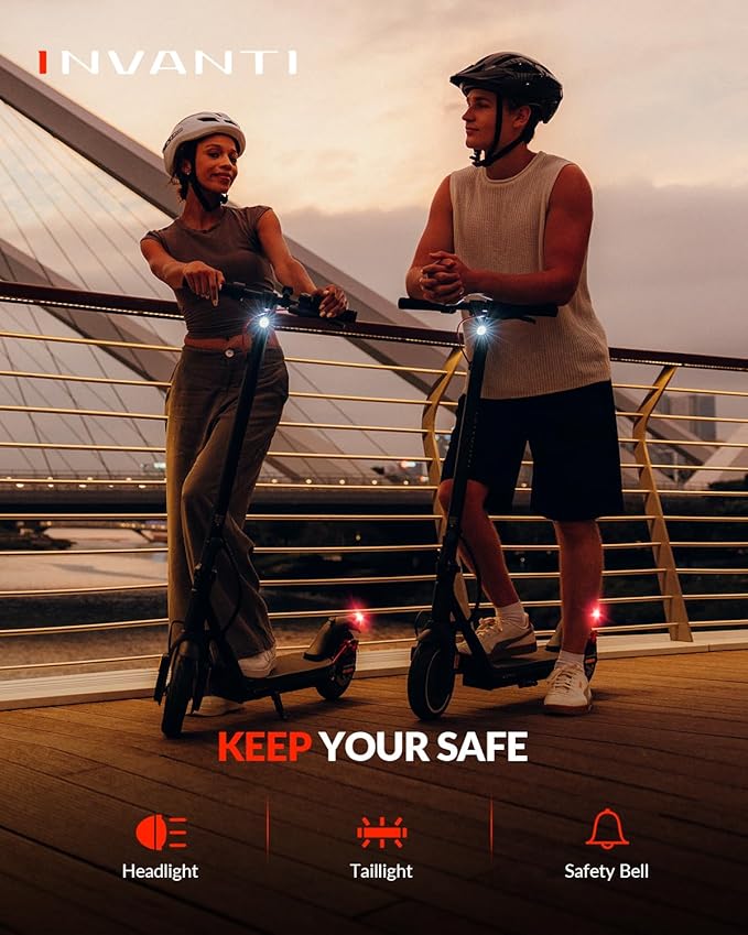 INVANTI E20 Electric Scooter with 350W Motor, Max 19 Miles & 18 MPH, 8.5" Solid Tires, APP Control & Dual Brakes, Cruise Control, Foldable and Portable Commuter Electric Scooter