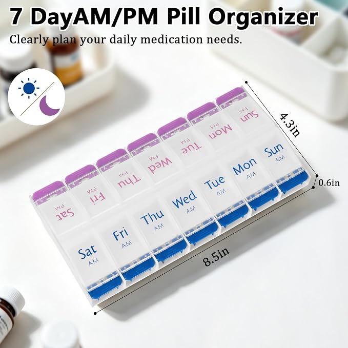 Medicine Storage Bag with 7 Day Pill Box and Portable Pouch | 2 Layers Lockable Medicine Travel Bag with Adjustable Divider, Suitable for Pills, Vitamins, Fish Oil,Medical Supplies